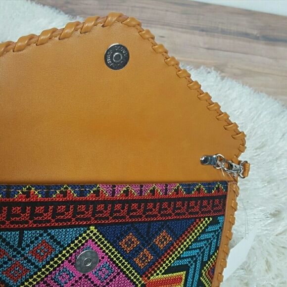 Crossbody Shoulder Bag Clutch Embroidered Boho Multicolor Western Art To Wear - Picture 5 of 6